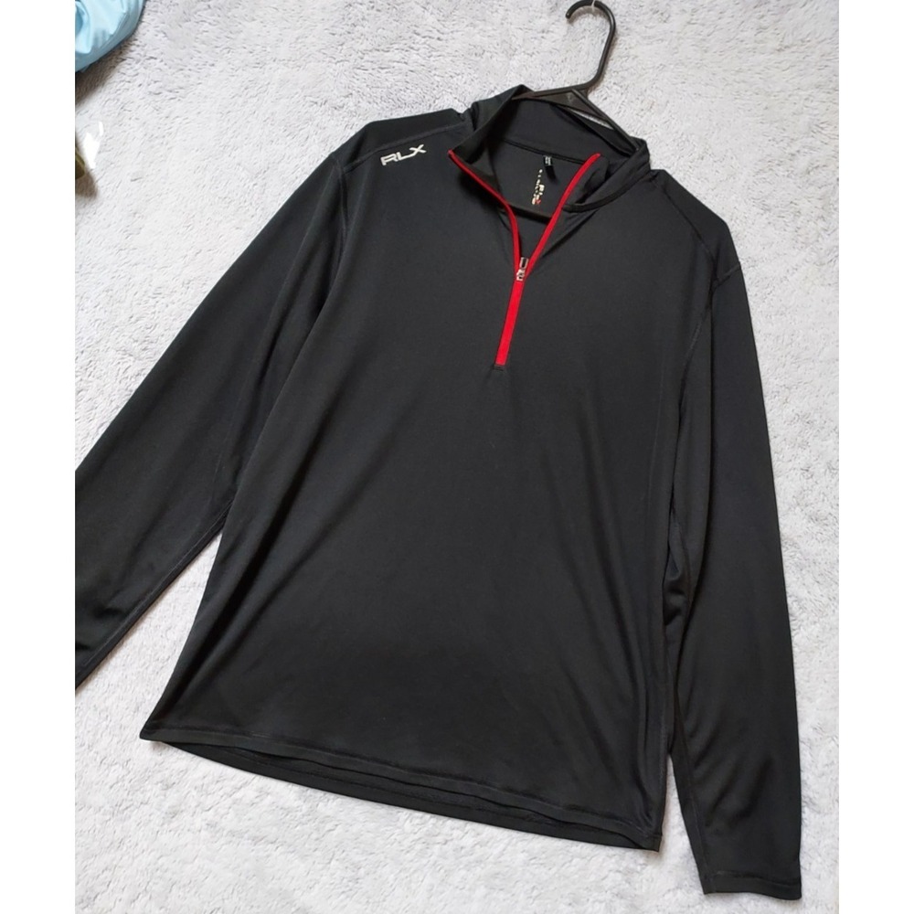 RLX Ralph Lauren Pullover Mens Large Lightweight Quarter Zip Black Golf Mock :L